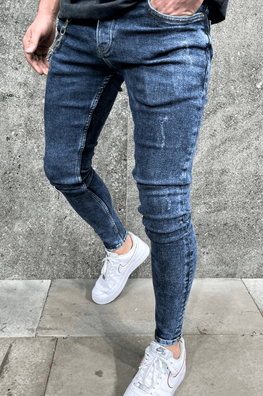 Spodnie jeansowe męskie rurki niebieskie