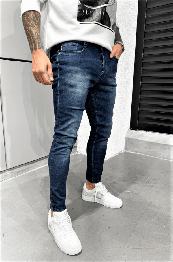 Spodnie rurki męskie jeansowe niebieskie