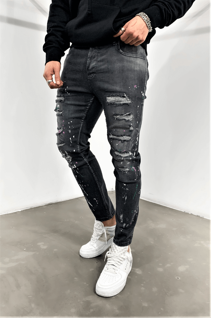 Spodnie męskie czarne jeansowe rurki