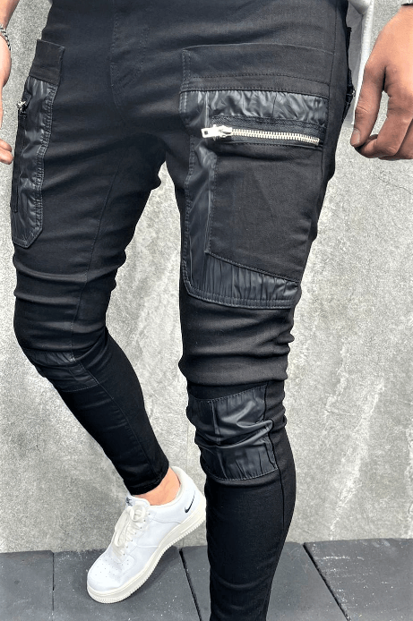 Spodnie męskie rurki czarne z kieszeniami