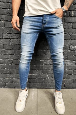 Spodnie jeansowe męskie w niebieskim jasnym kolorze