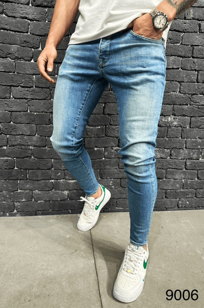 Spodnie Jeansowe męskie rurki w niebieskim kolorze