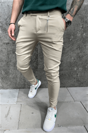 Beżowe spodnie męskie materiałowe