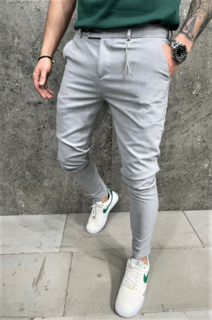 Szare eleganckie spodnie materiałowe męskie