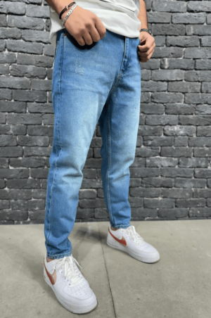 Szerokie niebieskie spodnie męskie baggy