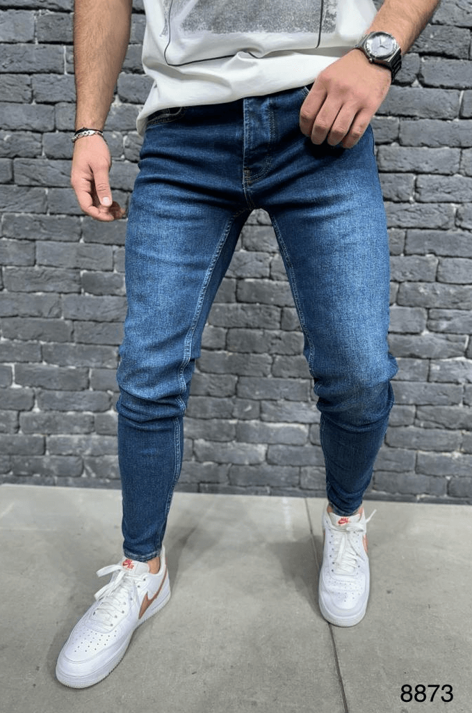 Spodnie męskie slim fit niebieskie