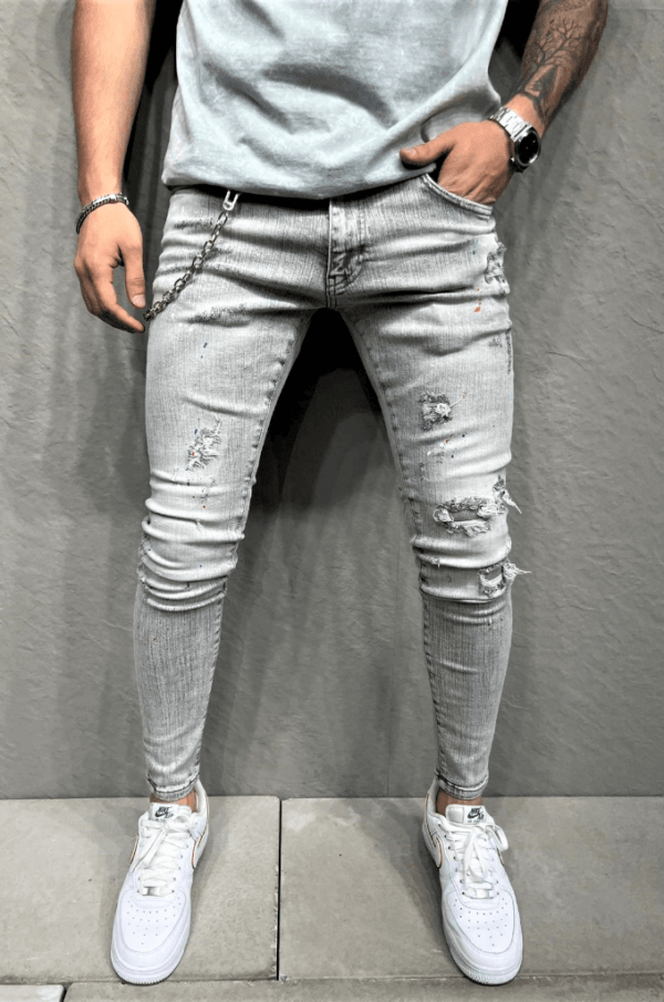 Spodnie jeansowe meskie biale7104 | Odzież i moda męska